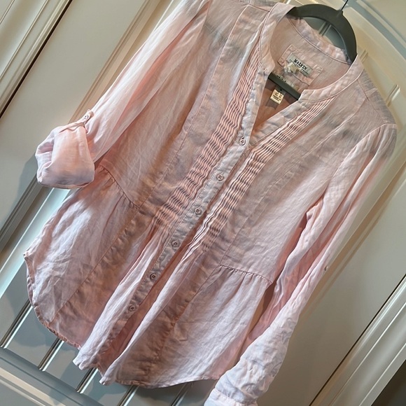 I love linen light pink linen button down Malvin Germany size S/US 6 cottagecore - Picture 8 of 17